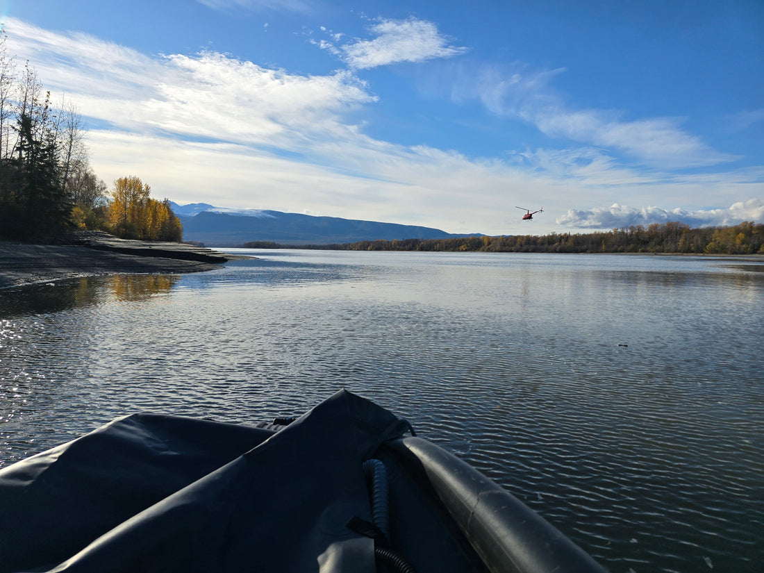 Fall fishing on the Kenai River with inflatable jet boat rental