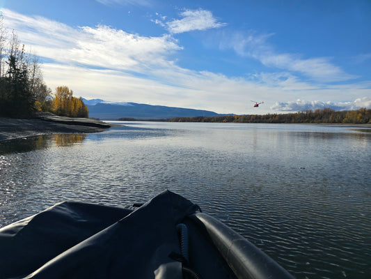 Fall fishing on the Kenai River with inflatable jet boat rental