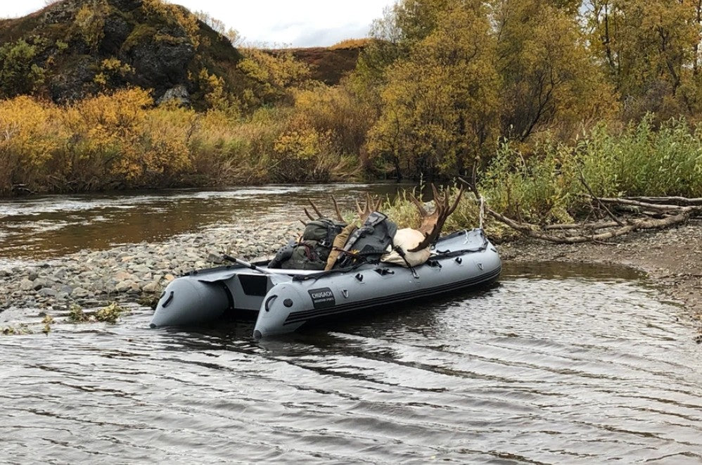 Inflatable boats are great for moose hunts in alaska. Rent one here today!