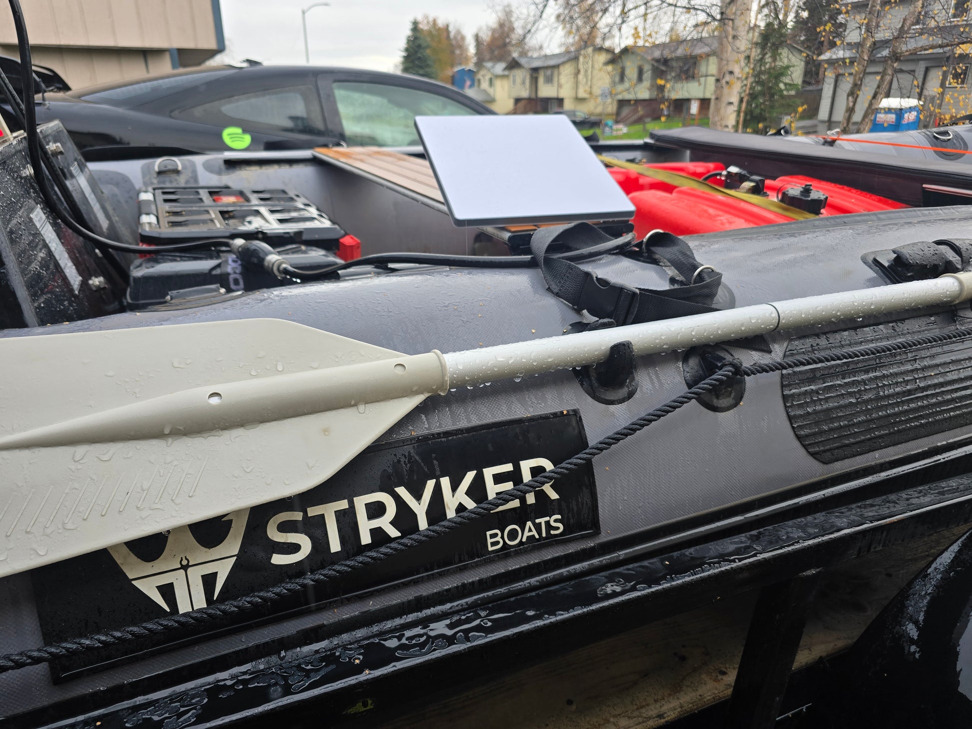 “Starlink Mini rental in use on Alaska backcountry camping trip providing fast satellite internet for hunters and rafters.