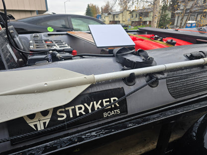 “Starlink Mini rental in use on Alaska backcountry camping trip providing fast satellite internet for hunters and rafters.