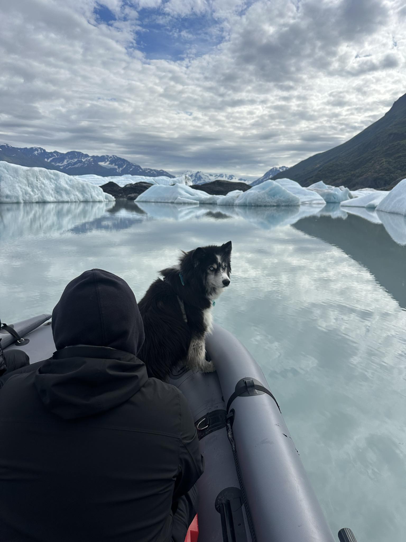 Stryker 470 Inflatable Jet Boat with 60/40 HP Jet Outboard by Knik river Glacier — ideal for 2–4 people, gear, and hunting trips.